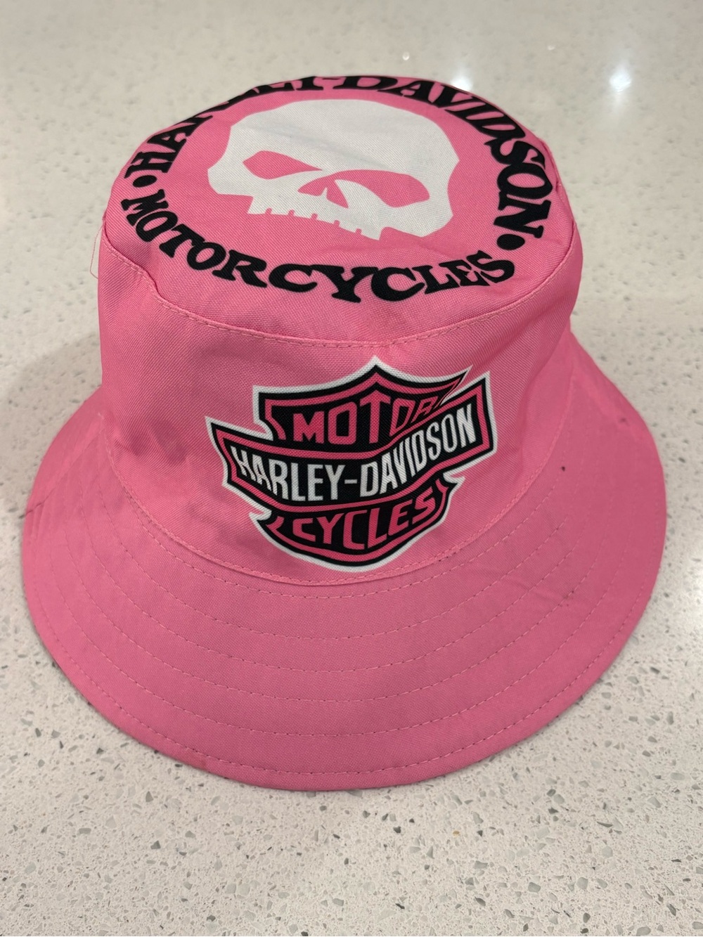 New Pink Harley Davidson Bucket Hat Willie G Skull Y2K Biker One Size